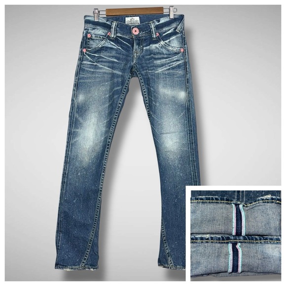 Rodeo‎ Crowns Jeans Womens Size 2 Low Rise Bootcut Splashed Whiskered Western - Picture 1 of 16